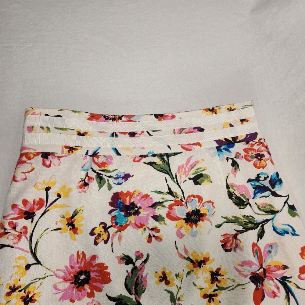 ISABELLA DeMARCO Feminine Romantic Linen Blend Ivory Floral Print Skirt Size 12. - Picture 7 of 16